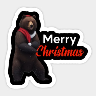 Brown Bear Merry Christmas - Christmas Design Sticker